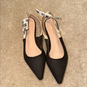 Dior Black and White Slingback Flats